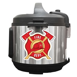 Fire Department Maltese Cross Crossed Axes - 6 inch Vinyl Decals for Instant Pot Appliances