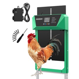 Large Size Aluminum Automatic Chicken Coop Door with Anti-Pinch Feature, Timer and LCD Display (Green)