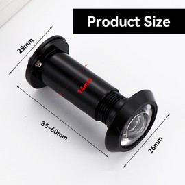 Door Peephole,Zinc Alloy Adjustable Peep Hole for Front Door,Black Front Door Black Peephole Camera Wide Angle Peephole Door,for Installation in 35 to 60mm Thick Doors for Home Hotel Safety.