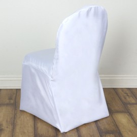 Balsa Circle 50 pcs White Banquet Chair Slipcovers Polyester Removable Seat Protector Washable for Dining Party Wedding Supplies