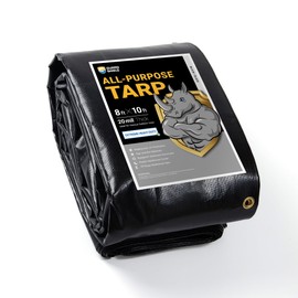 GUARD SHIELD Extreme Heavy Duty Black Poly Tarp 8x10 Feet Cover Waterproof Tarps 20mil Thick UV and Tear Resistant Tarpaulin
