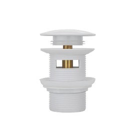Brass Tub Plug, Pop Up Drain Fits Most Tub Kits (Matte White)