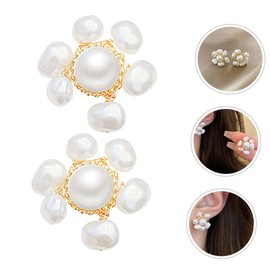 Baluue 2 pairs Pearl Earrings for Women of Elegant Flower Shape Ear Ornaments Lightweight and Comfortable for Parties Weddings and Daily Wear