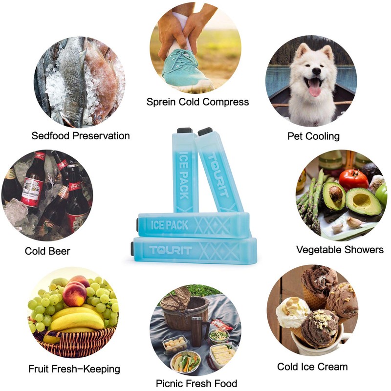 TOURIT Ice Packs for Coolers, 4 Pack Reusable Long Lasting