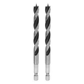 sourcing map 2pcs Brad Point Drill Bit 8mm (5/16") Dia Bearing Steel 1/4" Hex Shank Wood Drill Bits 2.8" Working Length Spiral Twist Drilling Tool for Woodworking Softwood Plywood Plastic