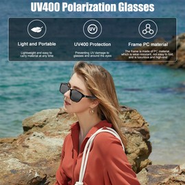 HUAJUN Smart Audio Sunglasses, Bluetooth Intelligent Audio Sunglasses with Hands-Free Function, Bluetooth 5.3 Smart Glasses and IPX5 Waterproof Function for Outdoor Sports, Travel, Driving