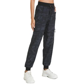 Cargo Pants for Women with Pocket Workout Athletic Joggers Lightweight Casual Travel Outdoor Camping Hiking Pants(Grey Camo M)