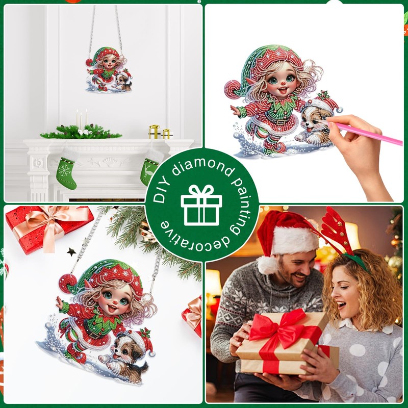 Christmas Diamond Art Painting Pendant Kits 5D Diamond Art Hanging