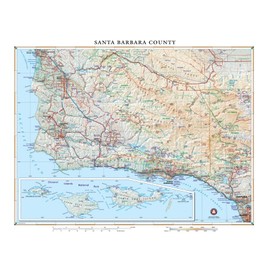 Santa Barbara County, California Wall Map (Paper)