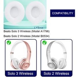 Solo 3 Ear Pads - Replacement Earpads for Beats Solo 2 & Solo 3 Wireless Headphones (White)