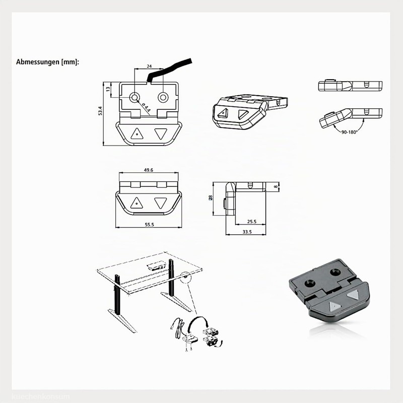Linak Desk Panel DPAK06, Ergonomic Control for Height-Adjustable Desks, Anthracite