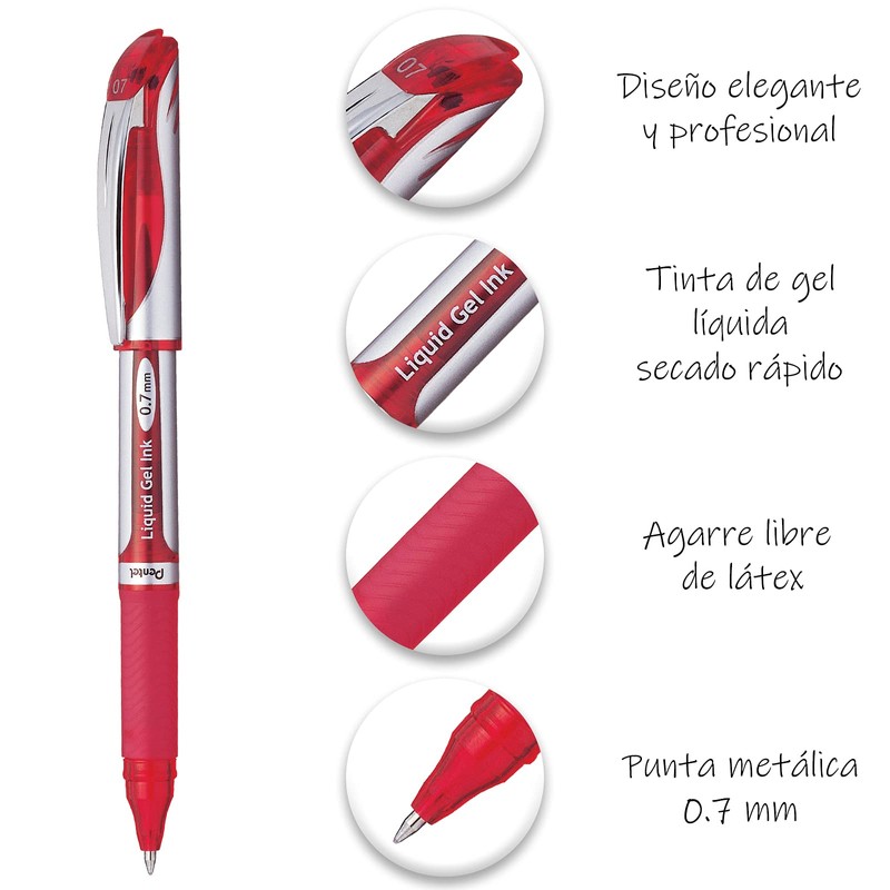 Pentel BL57BP-B Bolígrafo Energel Dx 0.7 mm Rojo Bl 1
