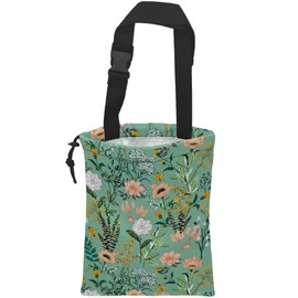 KXWQTRDD Car Garbage Bag Blooming Floral and Leaves Drawstring Car Trash Bag Hanging for Back Seat with Adjustable Buckle Canvas Vehicle Trash Can Easy-to-Install