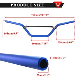 PRO BAT 7/8" Mid Handlebars Handle Bars Fit ATV Pit Dirt Bike Offroad Motorcycle, Blue