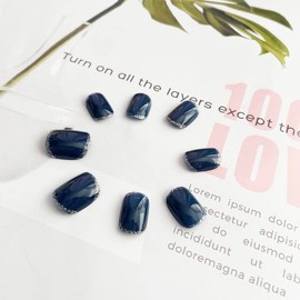 SINLOV 24pcs Glossy Coffin Fake Nails Short Gradient French Press on Nails Ballerina Artificial False Nails Full Cover False Nails for Women and Girls