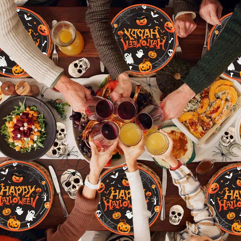 24 Pcs Happy Halloween Party Disposable Paper Plates Cute 9