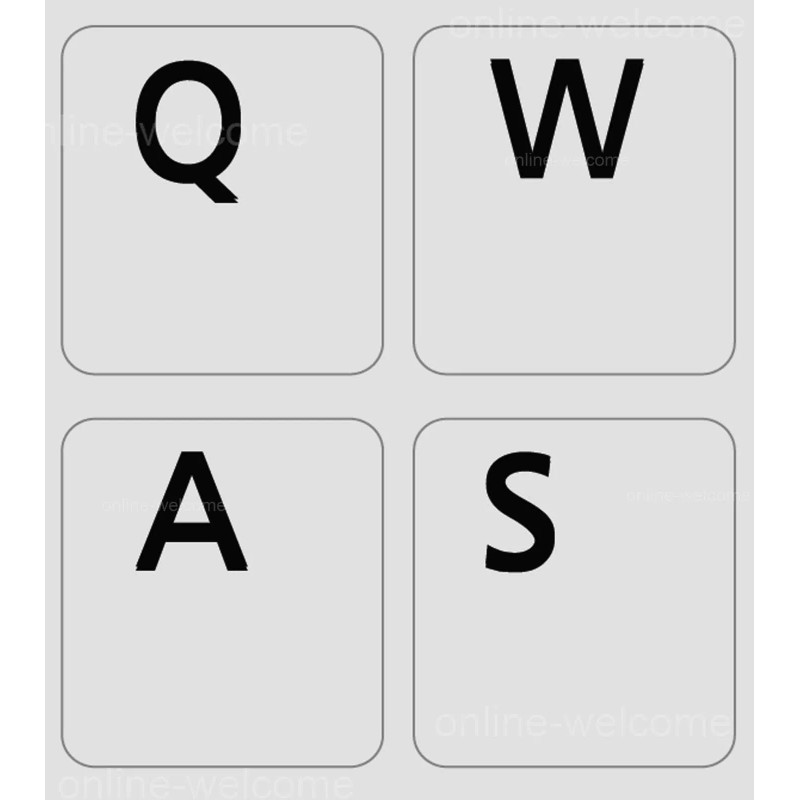 Online-Welcome ENGLISH US KEYBOARD STICKER KEY LABEL LAPTOP GRAY BACKGROUND