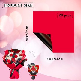 FUSHENMU 20 Sheets Flower Wrapping Paper Flower Bouquet Waterproof Florist Wrap Paper Bouquet Supplies for DIY Crafts Flower Wrapping Gift Packaging,Black Red
