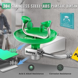 Huanyu Emergency Eye Wash Station Wall Mounted Eyewash Station Safety First Aid Commercial Eye Wash Kit with Eye Washing Sign Factory Hospital (1302)