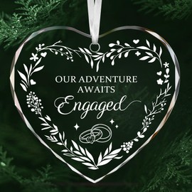 Engagement Gifts for Couples 2025, Ornament Gifts for Newly Engaged Couples, Happy Christmas Ornament Gift for Her, Bride to Be Gift, Newlyweds, Christmas Ornament for Engagement Heart