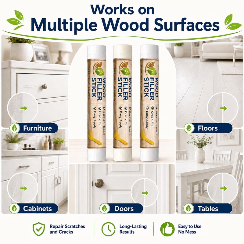 White Wood Filler Sticks 3 Pack, Quickly Fix Stick Wood