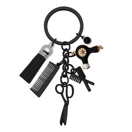 Oubaka Hairdresser Gifts Keychain Hair Stylist Keychain Hairdresser Hair Dryer, Scissor, Comb Charm Pendant Keyring Hair Barber Gift Hairstylist Birthday Cosmetology Graduation Keyring Jewelry