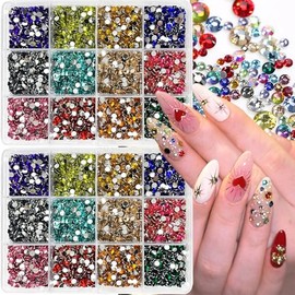 4000Pcs Colorful Rhinestones Nail Charms Bling 3D Flat Back Nail Rhinestones Shiny Mixed Colors Resin Gems for Nail Design Glitter Nail Jewelry Acrylic Nail Art Decoration Crafts DIY for Women Girls