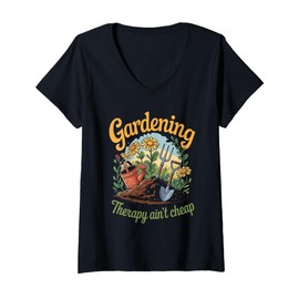 Womens Gardening Therapy ain't Cheap V-Neck T-Shirt