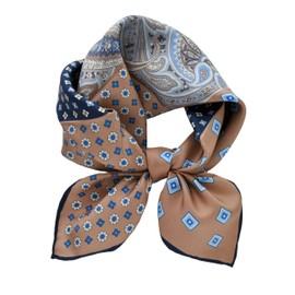 Prettystern Unisex Hand Rolled Silk Scarf for Men and Women with Print, 24 beige paisley