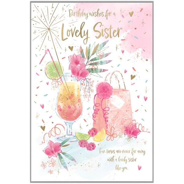IC&G Lovely Sister Birthday Card - Happy Birthday Card with
