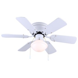 Twister 30-Inch Hugger Ceiling Fan in White - Compact Design with 6 Reversible White/Bleached Oak Blades, Includes Energy-Saving 60W LED Bulb, Ideal for Smaller Spaces