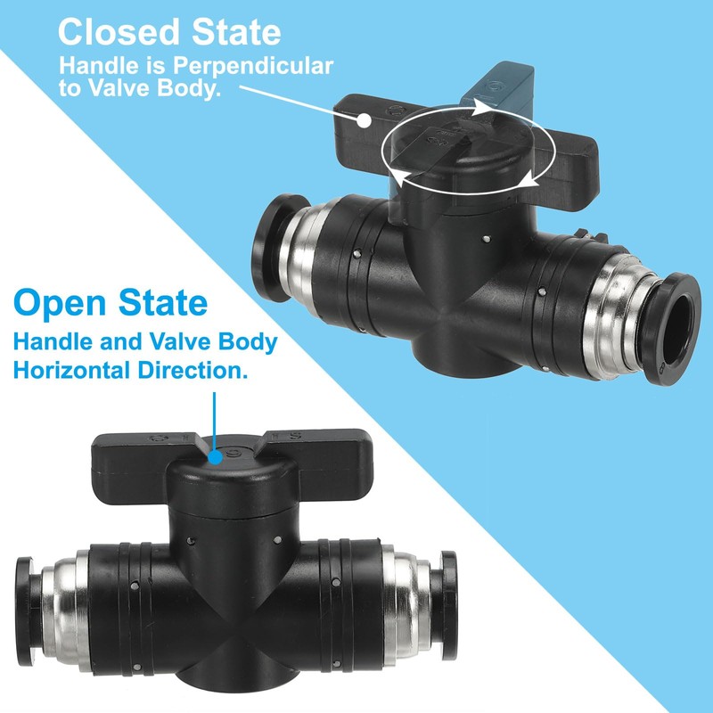 PATIKIL 5/16" Pneumatic Ball Valve, 5 Push-to-Connect Fittings, Pneumatic Control
