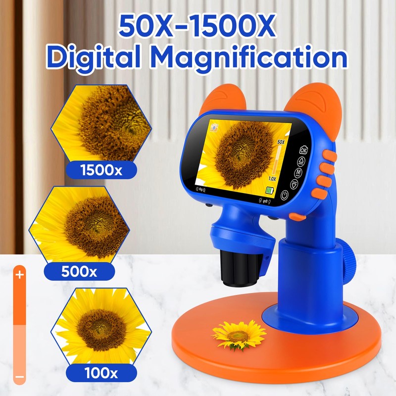 BlumWay Digital Handheld Microscope with 4 Inch LCD Screen, 1500X
