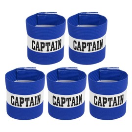 MECCANIXITY Soccer Captain Armband, Captain Arm Bands for Soccer Elastic Captain C Arm Band Sports Captain Armbands for Football Team Training Youth & Adult Blue, Pack of 5