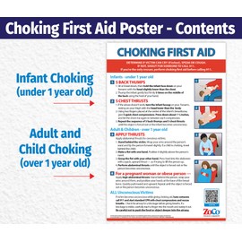 Choking Posters (5 Pack) for Infant, Child, Adult - Heimlich Maneuver, First Aid Sign for Restaurant, Workplace, School Nurse Office - Laminated, 12" x 18"