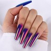 ROFIBUT 24PCS Chrome Press on Nails Fluorescent Laser Mirror Holographic
