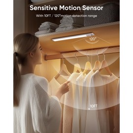 Under Cabinet Lighting Wireless, 2200mAh Rechargeable Motion Sensor Light Indoor, 3 Color Temps, Dimmable, Wireless LED Closet Lights Remote, Magnetic Under Counter Light for Kitchen, Pantry, 4 Pack