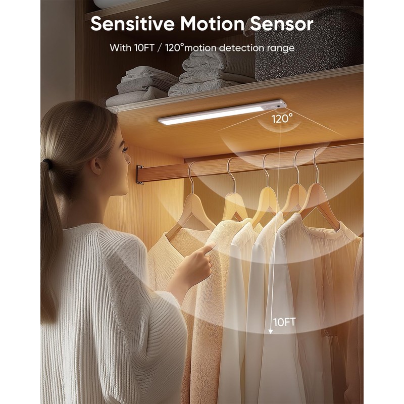 Under Cabinet Lighting Wireless, 2200mAh Rechargeable Motion Sensor Light Indoor,
