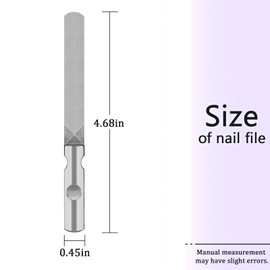 LNAUJS 1 Pack Round Tip Stainless Steel Nail File, 4.76 inches (12.1 cm) Length, 0.43 inches (1.1 cm) Width, 2 Different Grit Surfaces for Various Occasions.