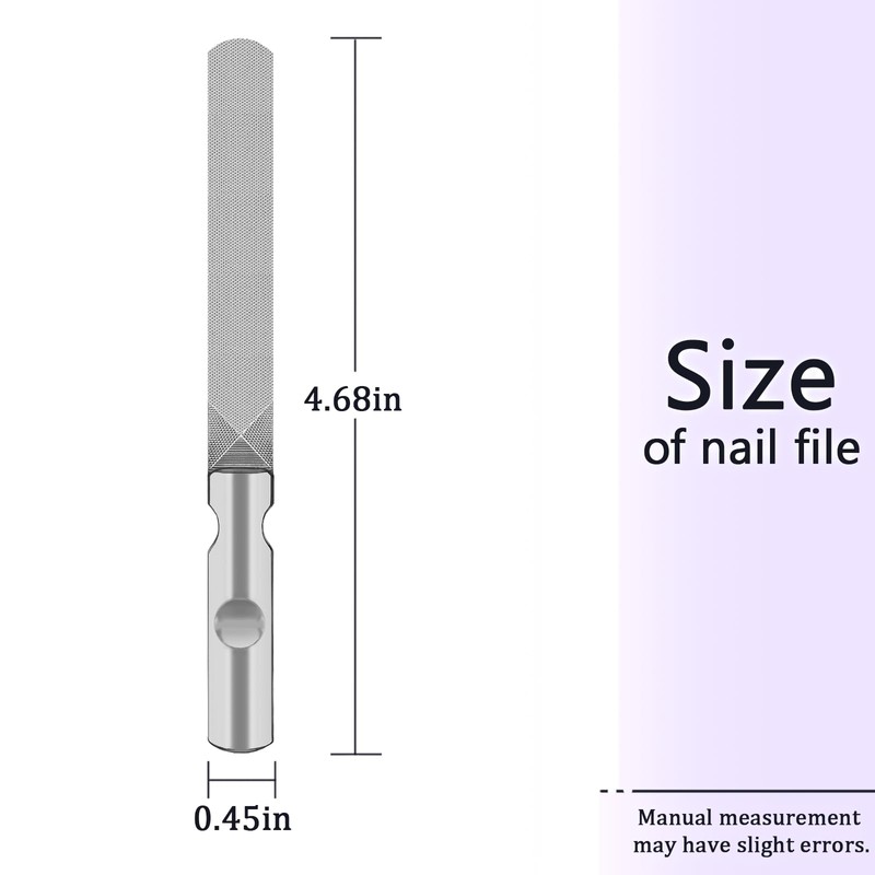 LNAUJS 1 Pack Round Tip Stainless Steel Nail File, 4.76