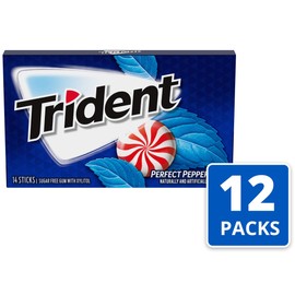 Trident Perfect Peppermint Sugar Free Gum, 12 Packs of 14 Pieces (168 Total Pieces)