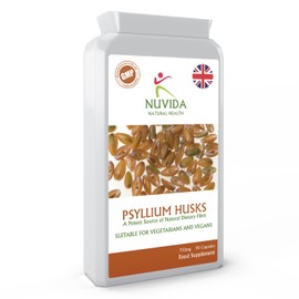Psyllium Husk Capsules / 90 750mg High Strength Psyllium Husks Capsules/Natural Dietary Fibre/Vegan and Vegetarian Friendly