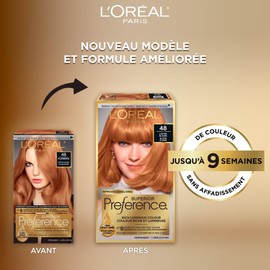 L'Oreal Paris Superior Preference 9 weeks of Luminous Fade-Defying Permanent Hair Dye, 48 Copper Blonde, 100% Grey Coverage, Hair Dye Kit (Pack of 2) (Packaging May Vary)