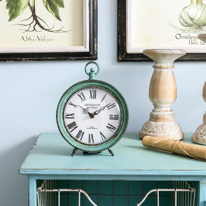 NIKKY HOME Antique Table Clock Silent Non-Ticking, Shelf Desk Top
