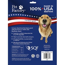 Pet Factory 100% Made in USA Beefhide 3" Donuts Dog Chew Treats - Peanut Butter Flavor, 12 Count/1 Pack