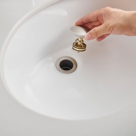 BWE One Piece Bathroom Vessel Sink Drain Stopper Without Overflow Pop Up Drain Assembly with Strainer for Bathroom Vessel Vanity Faucet Brushed Nickel