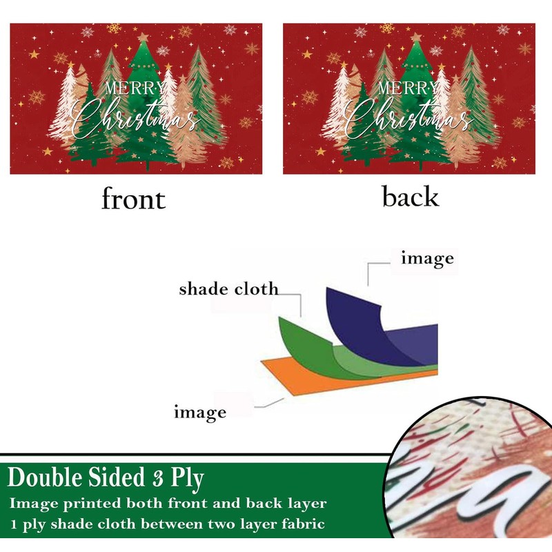 Merry Christmas Tree Flags 3x5 Outdoor Double Sided- Xmas Pine