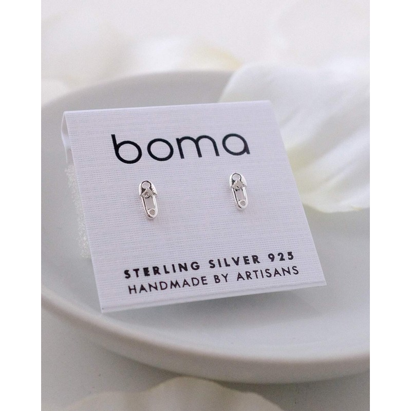 Boma Jewelry Sterling Silver Safety Pin Stud Earring