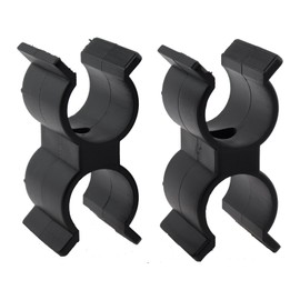Caishun 2PCS 68mm Black Plastic Twin Tube Clamp Caravan Boat Hardware Accessory Twin Mast Sailboat Top Pole Clamp Holder Suitable for Fixing Boat Hook Ramp Trusses Ladders Pole Tail Light