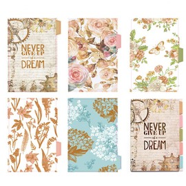 BLUGUL Gold Stamping A5 Index, 6-Hole Index Sheets, for Notebook, Travel Journal, Planner, Flower, Pack of 10